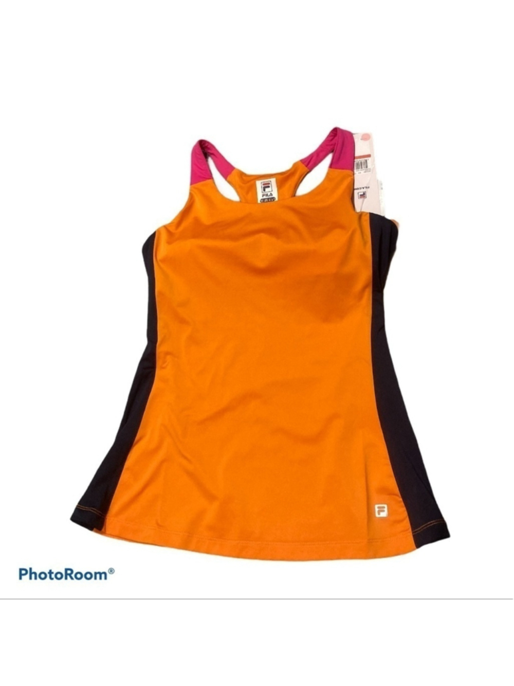 Fila tennis color blocked tank built in bra orange Xs